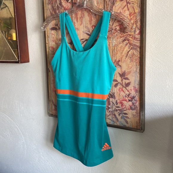 ADIDAS CLIMALITE STRETCH RETRO TEAL YOGA WORKOUT TANK TOP XS - Picture 12 of 15